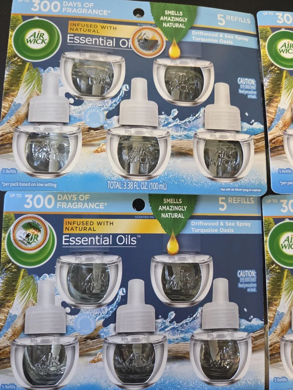 Air Wick Scented Oil 20 Refills Driftwood &  Sea Spray Turquoise Oasis 4 Packs